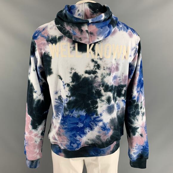 WELL KNOWN Size XXL Houston Blue Black Pink Tie Dye Cotton Hooded Sweatshirt - Picture 3 of 6